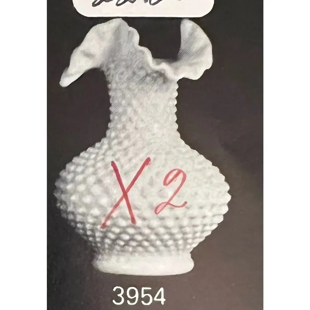 Vintage Fenton Hobnail 6” Double Crimped Top Vase